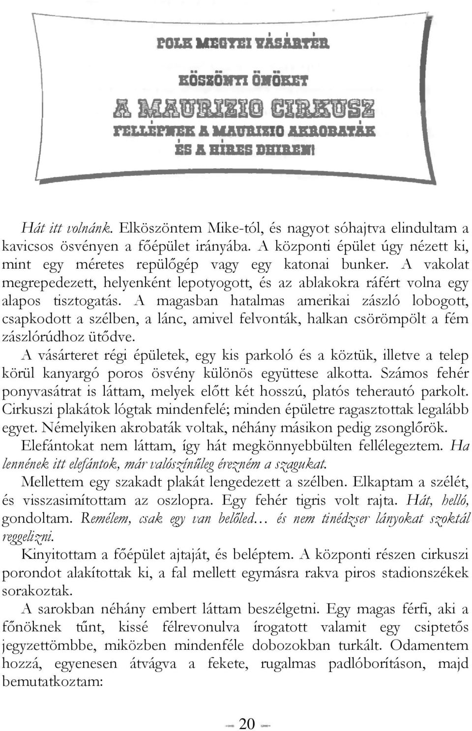 A magasban hatalmas amerikai zászló lobogott, csapkodott a szélben, a lánc, amivel felvonták, halkan csörömpölt a fém zászlórúdhoz ütődve.