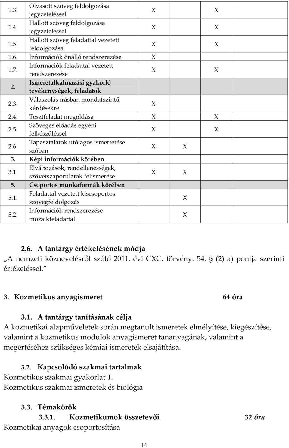 Szöveges előadás egyéni felkészüléssel 2.6. Tapasztalatok utólagos ismertetése szóban 3. Képi információk körében 3.1. Elváltozások, rendellenességek, szövetszaporulatok felismerése 5.