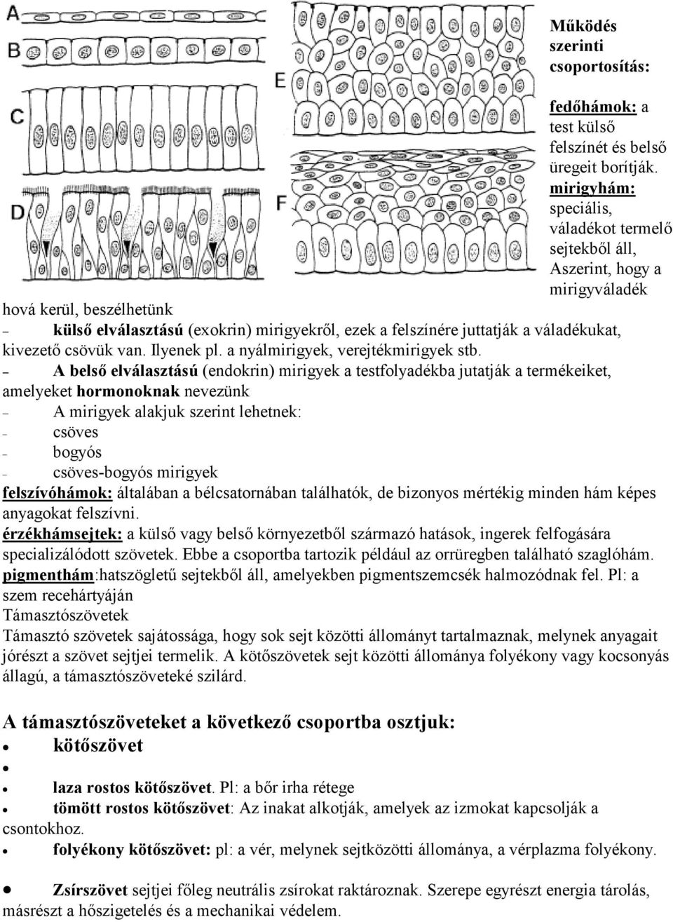 kivezető csövük van. Ilyenek pl. a nyálmirigyek, verejtékmirigyek stb.