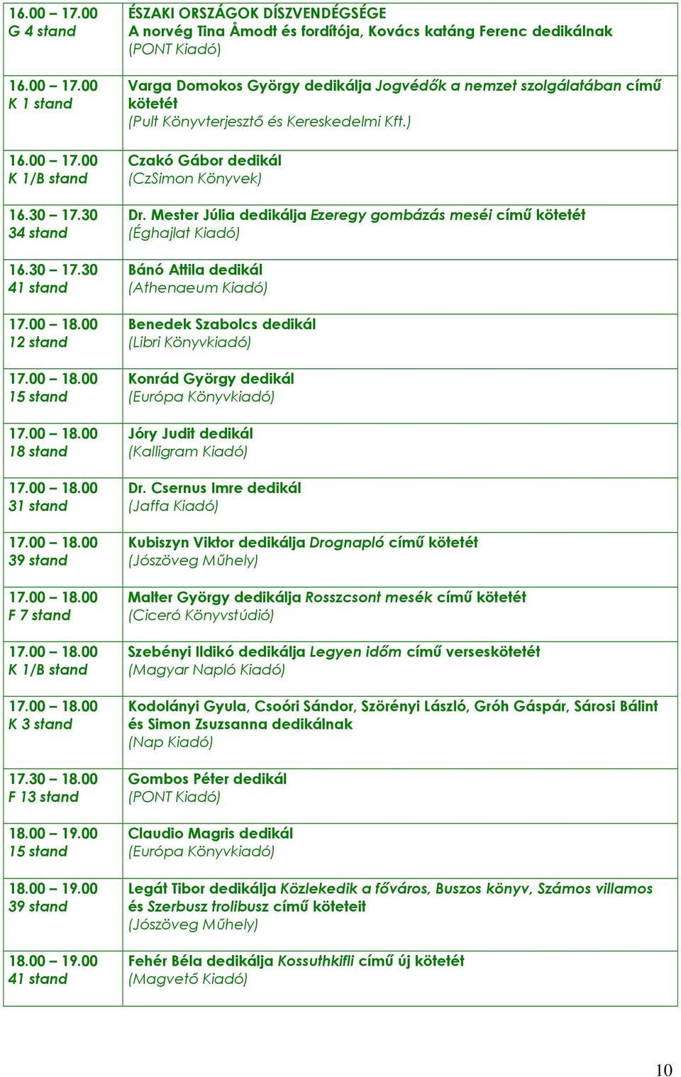 00 41 stand A norvég Tina Åmodt és fordítója, Kovács katáng Ferenc dedikálnak (PONT Kiadó) Varga Domokos György dedikálja Jogvédők a nemzet szolgálatában című kötetét (Pult Könyvterjesztő és