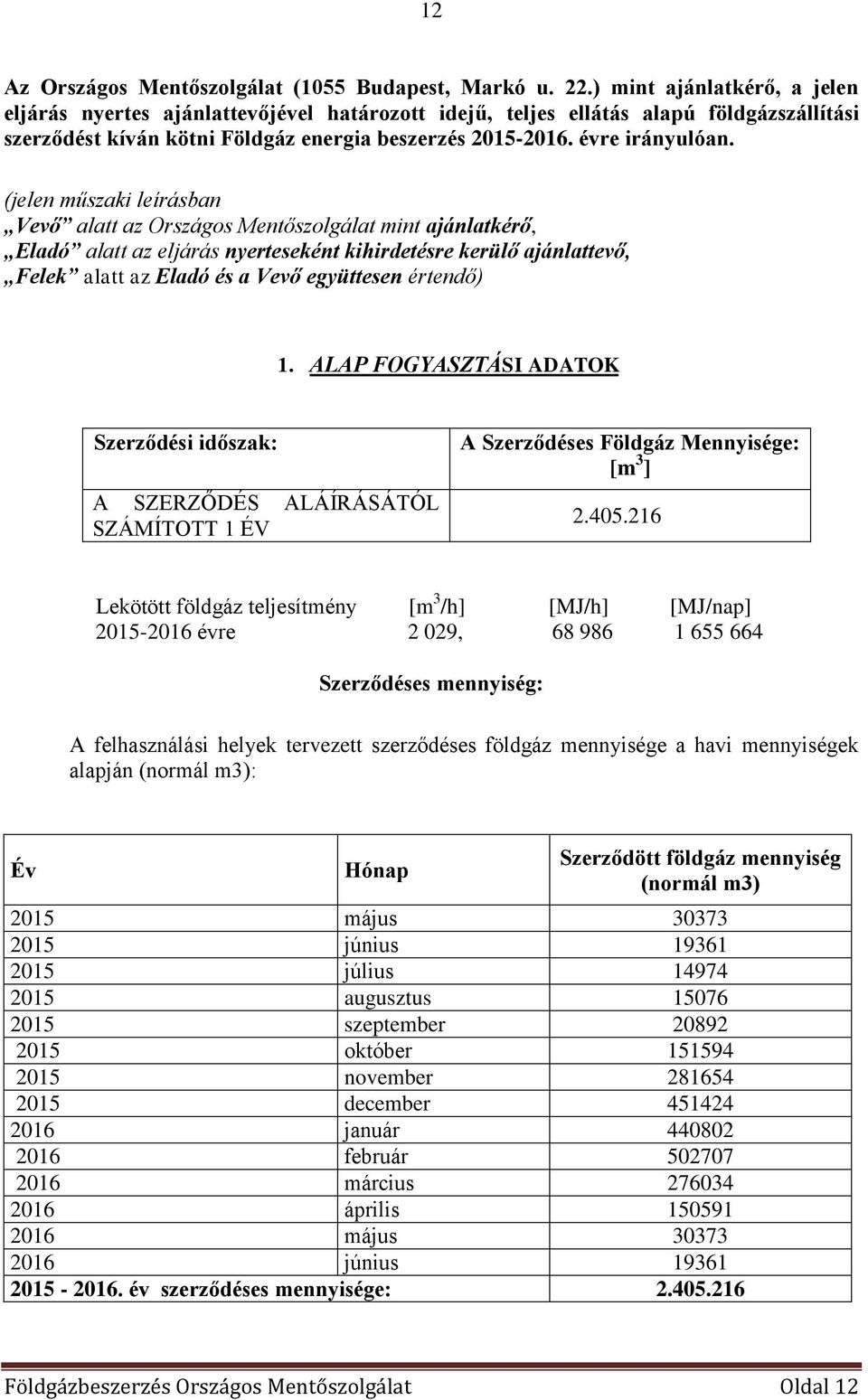 (jelen műszaki leírásban Vevő alatt az Országos Mentőszolgálat mint ajánlatkérő, Eladó alatt az eljárás nyerteseként kihirdetésre kerülő ajánlattevő, Felek alatt az Eladó és a Vevő együttesen