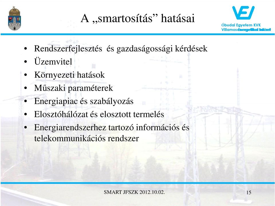 szabályozás Elosztóhálózat és elosztott termelés Energiarendszerhez