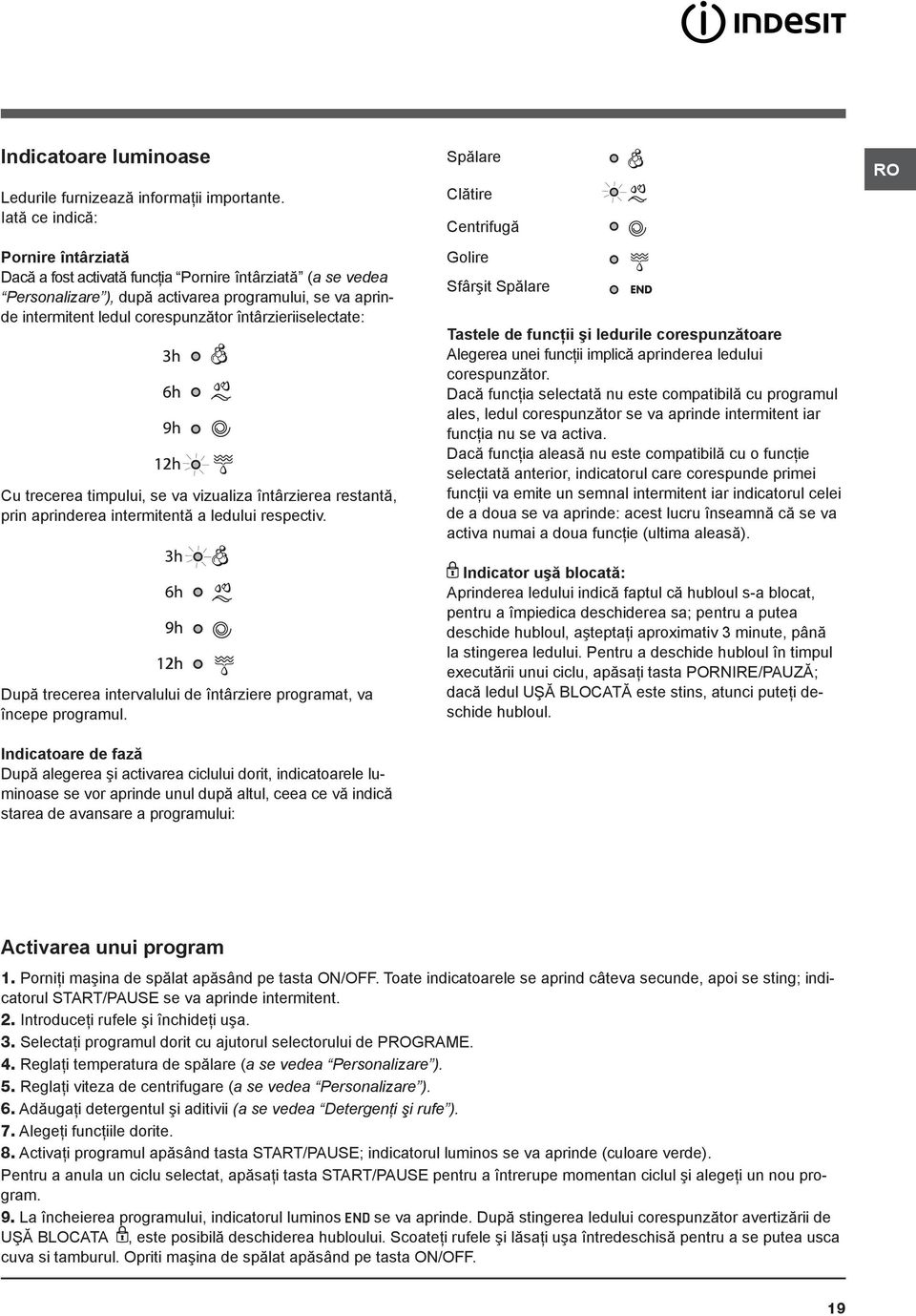 întârzieriiselectate: Cu trecerea timpului, se va vizualiza întârzierea restantă, prin aprinderea intermitentă a ledului respectiv.