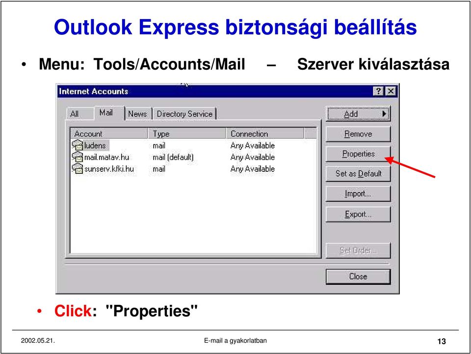 Tools/Accounts/Mail Szerver
