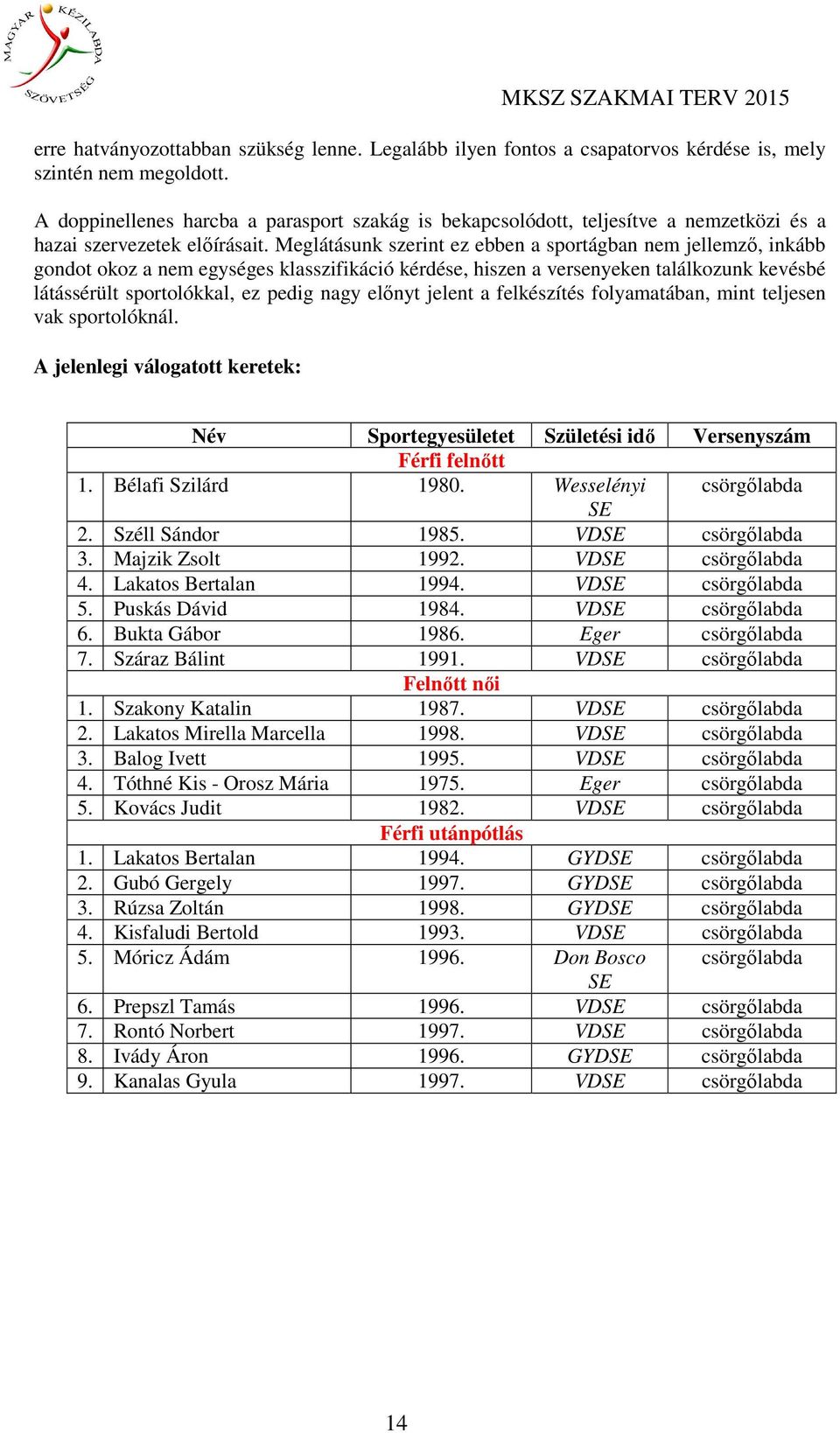 Meglátásunk szerint ez ebben a sportágban nem jellemző, inkább gondot okoz a nem egységes klasszifikáció kérdése, hiszen a versenyeken találkozunk kevésbé látássérült sportolókkal, ez pedig nagy