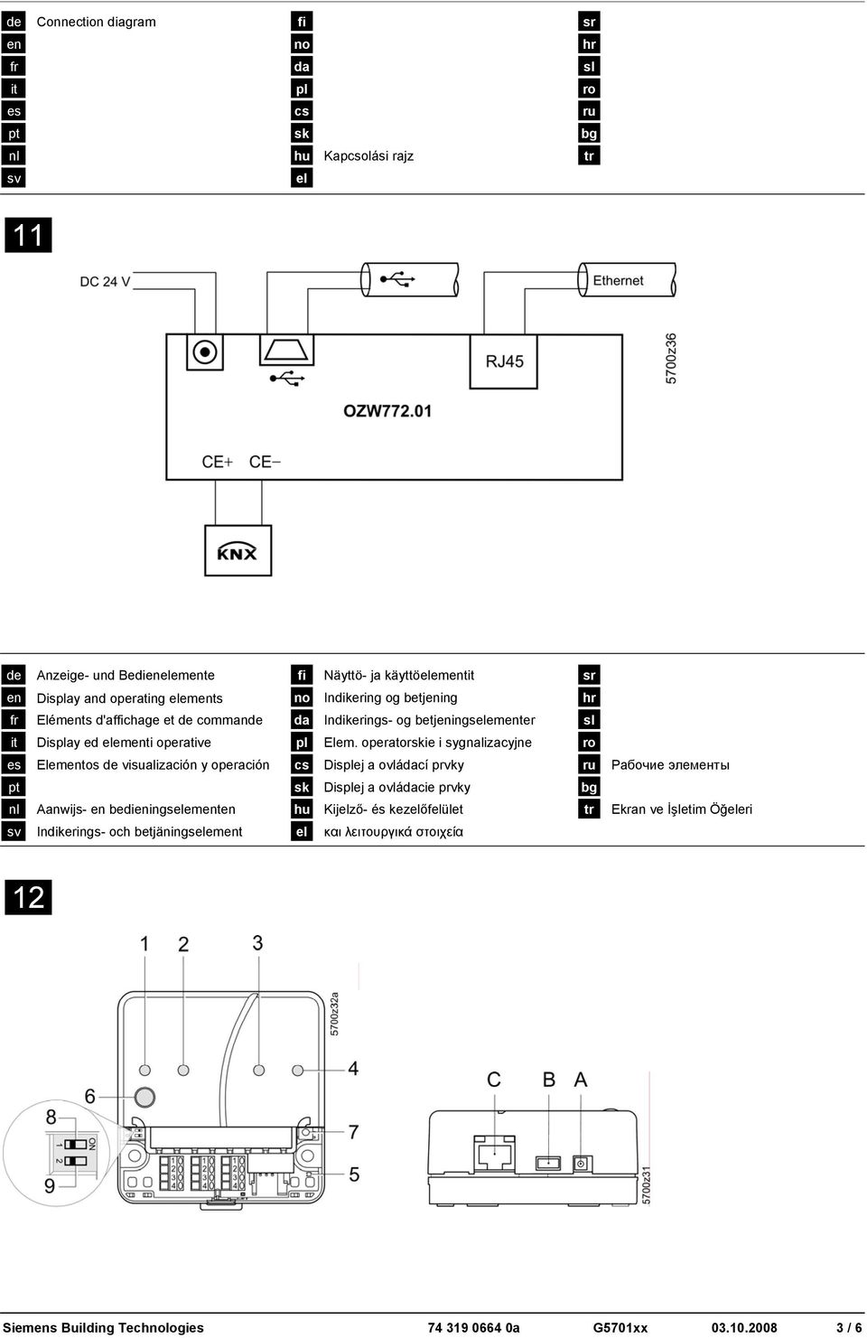 operatorskie i sygnalizacyjne ro es Elementos de visualización y operación cs Displej a ovládací prvky ru Рабочие элементы pt sk Displej a ovládacie prvky bg nl Aanwijs- en