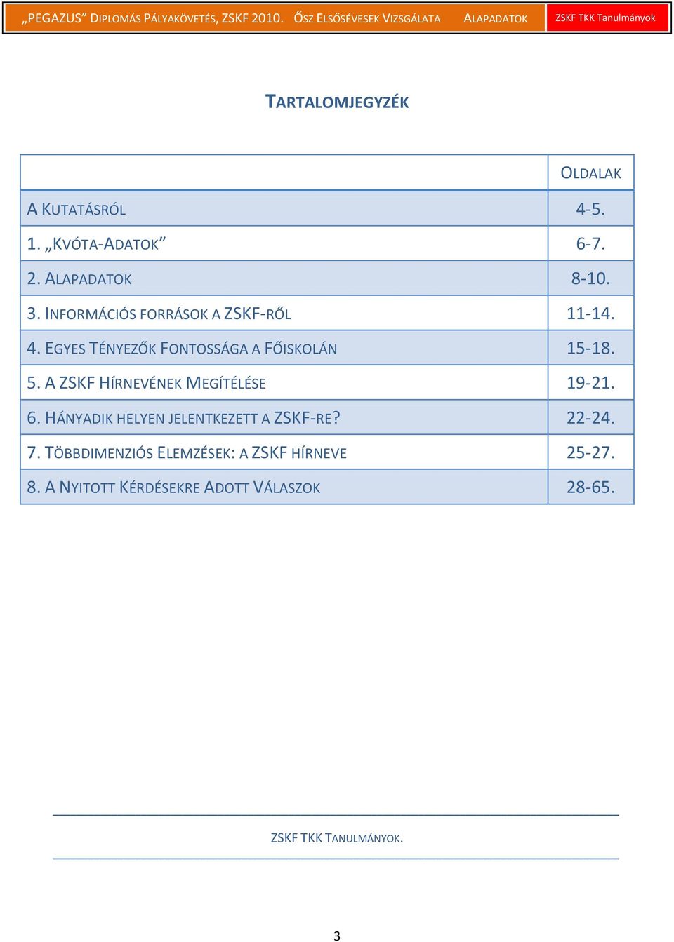 A ZSKF HÍRNEVÉNEK MEGÍTÉLÉSE 19-21. 6. HÁNYADIK HELYEN JELENTKEZETT A ZSKF-RE? 22-24. 7.