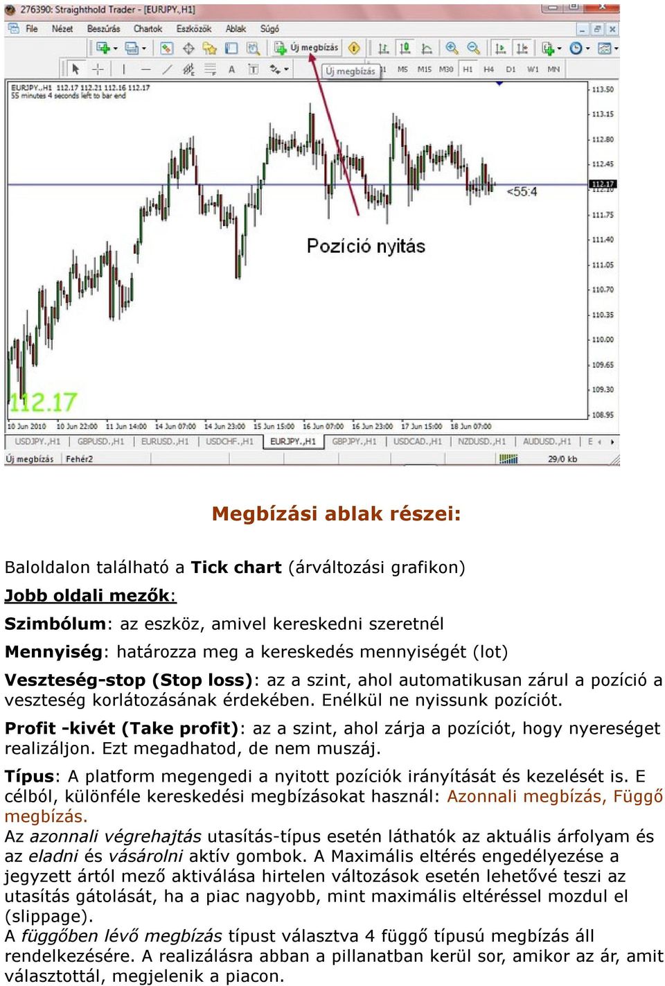 Profit -kivét (Take profit): az a szint, ahol zárja a pozíciót, hogy nyereséget realizáljon. Ezt megadhatod, de nem muszáj. Típus: A platform megengedi a nyitott pozíciók irányítását és kezelését is.