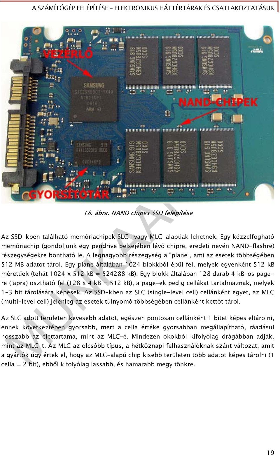 A legnagyobb részegység a "plane", ami az esetek többségében 512 MB adatot tárol. Egy plane általában 1024 blokkból épül fel, melyek egyenként 512 kb méretűek (tehát 1024 x 512 kb = 524288 kb).