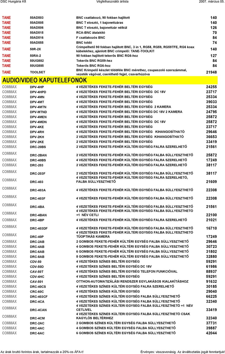 F csatlakozós BNC 84 TANE 50AD555 BNC toldó 74 Crimpelhető 90 fokban hajlított BNC, 3 in 1, RG58, RG59, RG59TFE, RG6 koax TANE 50R-2X kábelekhez, ajánlott BNC crimpelő: TANE-TOOLKIT 140 TANE 50RA-2