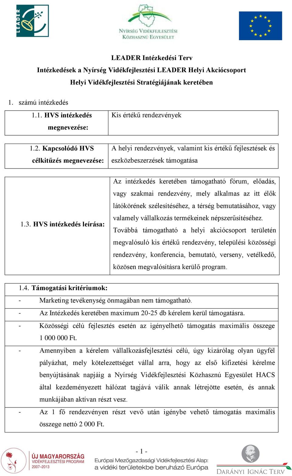 HVS intézkedés leírása: Az intézkedés keretében támogatható fórum, előadás, vagy szakmai rendezvény, mely alkalmas az itt élők látókörének szélesítéséhez, a térség bemutatásához, vagy valamely