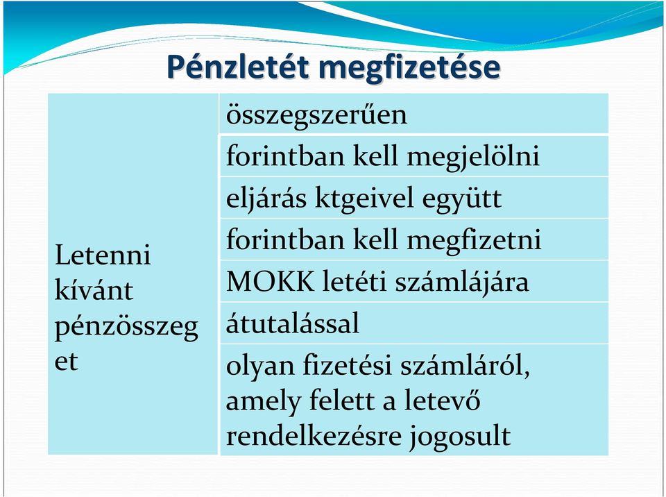 együtt forintban kell megfizetni MOKK letéti számlájára