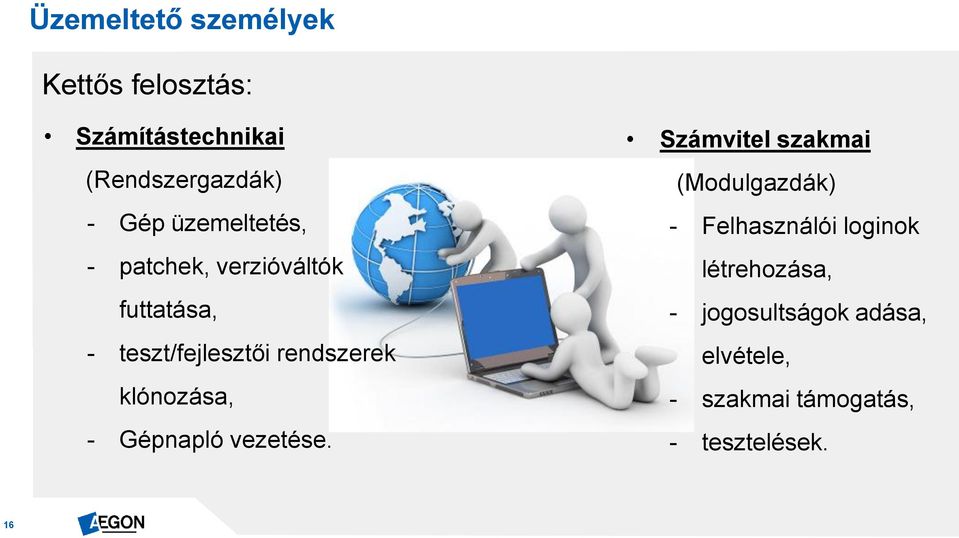 klónozása, - Gépnapló vezetése.