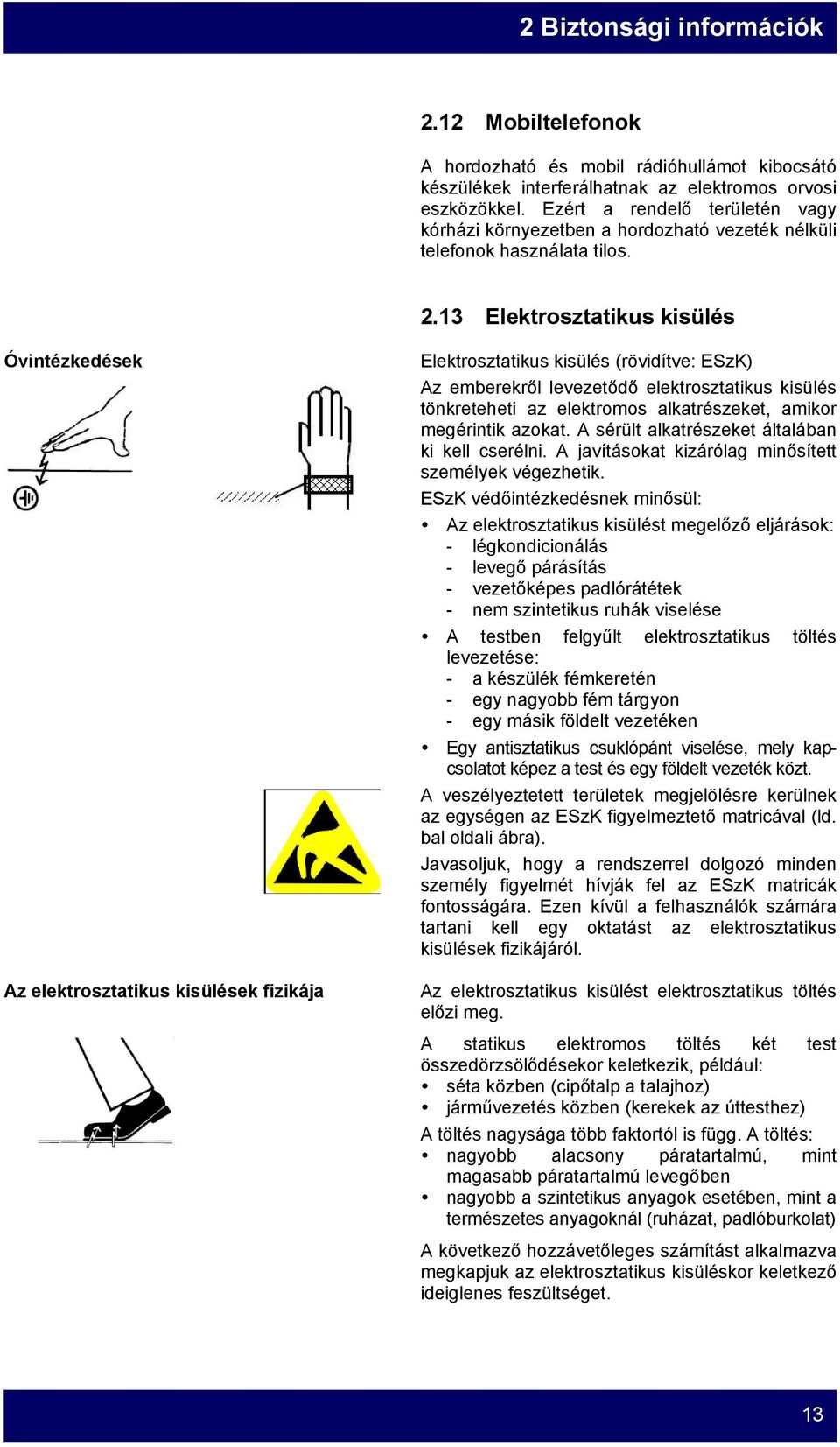 13 Elektrosztatikus kisülés Óvintézkedések Az elektrosztatikus kisülések fizikája Elektrosztatikus kisülés (rövidítve: ESzK) Az emberekről levezetődő elektrosztatikus kisülés tönkreteheti az