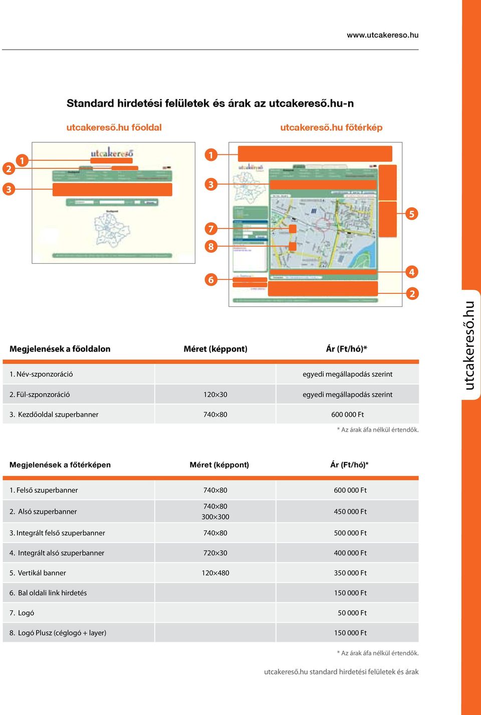 Megjelenések a főtérképen Méret (képpont) Ár (Ft/hó)* 1. Felső szuperbanner 740 80 600 000 Ft 2. Alsó szuperbanner 740 80 300 300 450 000 Ft 3. Integrált felső szuperbanner 740 80 500 000 Ft 4.