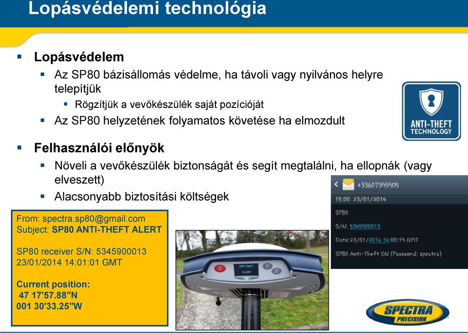 biztonságát és segít megtalálni, ha ellopnák (vagy elveszett) Alacsonyabb biztosítási költségek From: spectra.sp80@gmail.