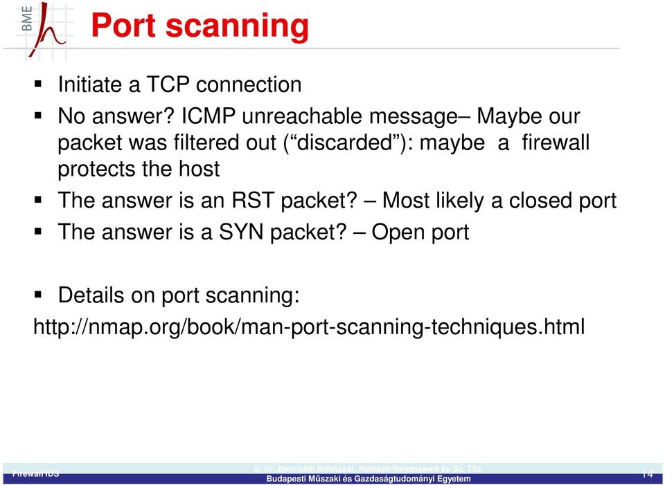 firewall protects the host The answer is an RST packet?