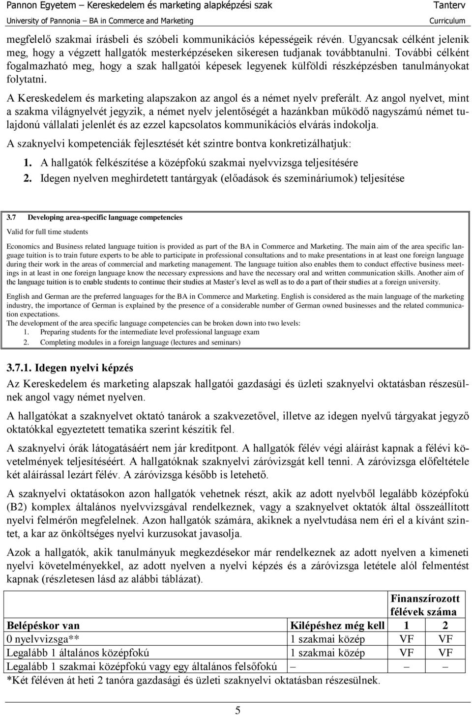 Az angol nyelvet, mint a szakma világnyelvét jegyzik, a német nyelv jelentőségét a hazánkban működő nagyszámú német tulajdonú vállalati jelenlét és az ezzel kapcsolatos kommunikációs elvárás