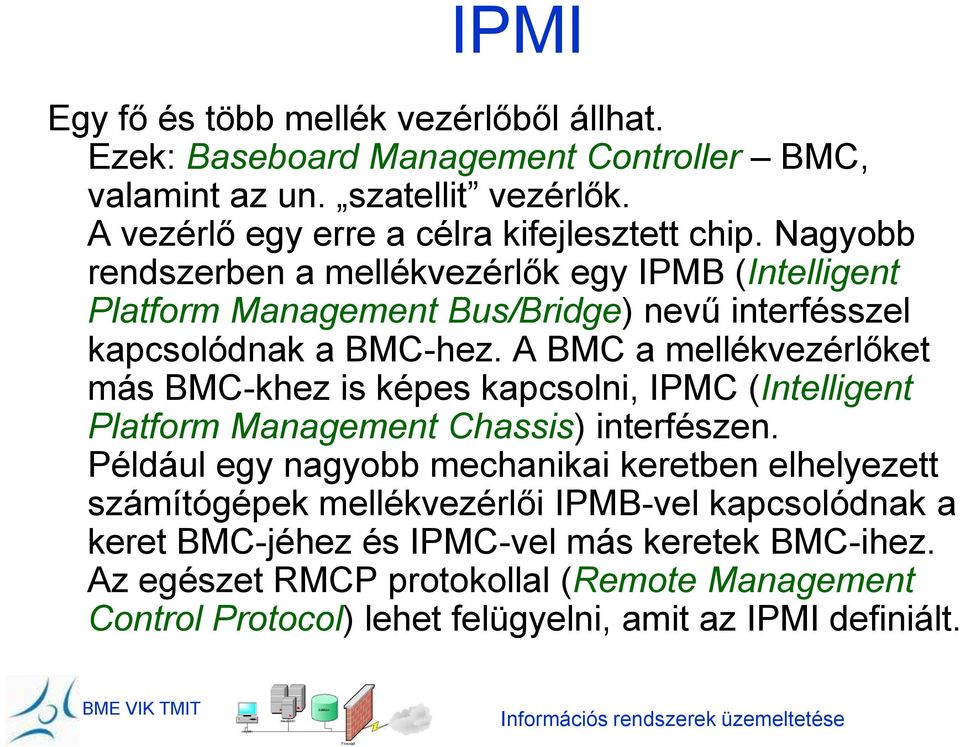 A BMC a mellékvezérlőket más BMC-khez is képes kapcsolni, IPMC (Intelligent Platform Management Chassis) interfészen.