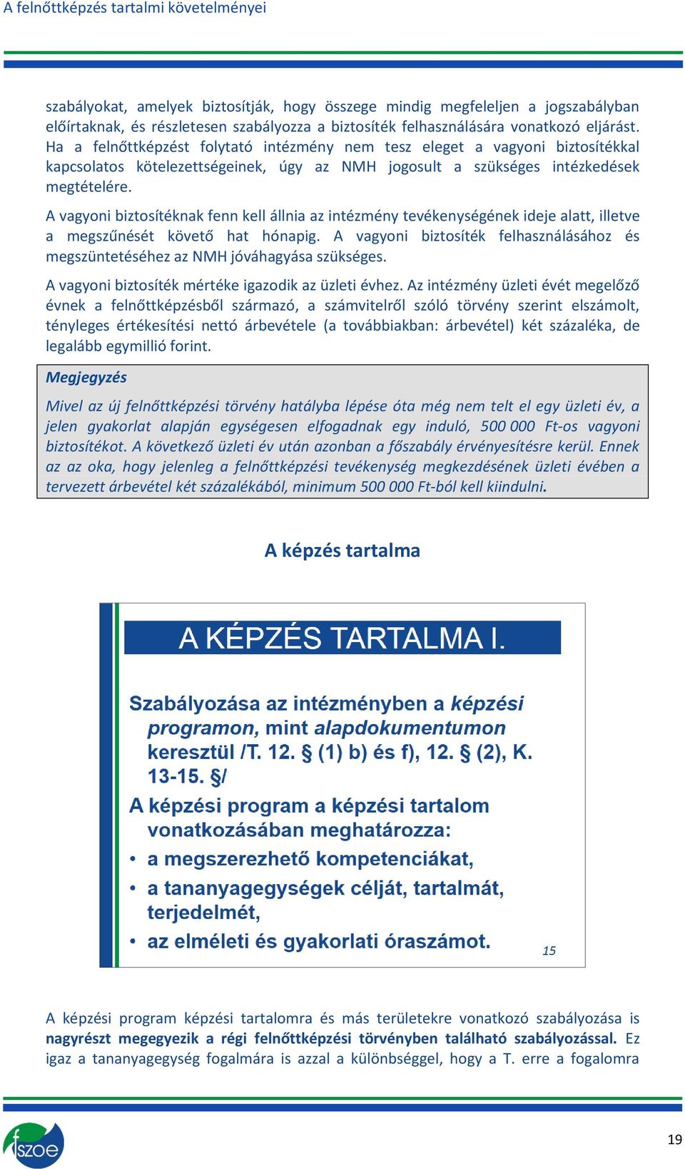 A vagyni biztsítéknak fenn kell állnia az intézmény tevékenységének ideje alatt, illetve a megszűnését követő hat hónapig.