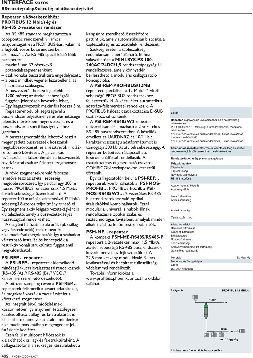 Az R-485 specifikáció főbb paraméterei: maximálisan 32 résztvevő potenciálszegmensenként csak vonalas buszstruktúra engedélyezett, a busz mindkét végénél lezáróellenállás használata szükséges, A