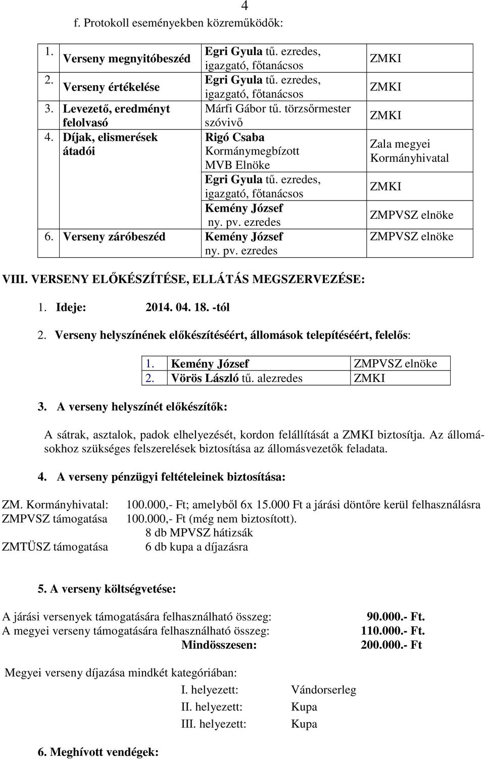 ezredes, igazgató, főtanácsos Kemény József ny. pv. ezredes 6. Verseny záróbeszéd Kemény József ny. pv. ezredes ZMKI ZMKI ZMKI Zala megyei Kormányhivatal ZMKI ZMPVSZ elnöke ZMPVSZ elnöke VIII.