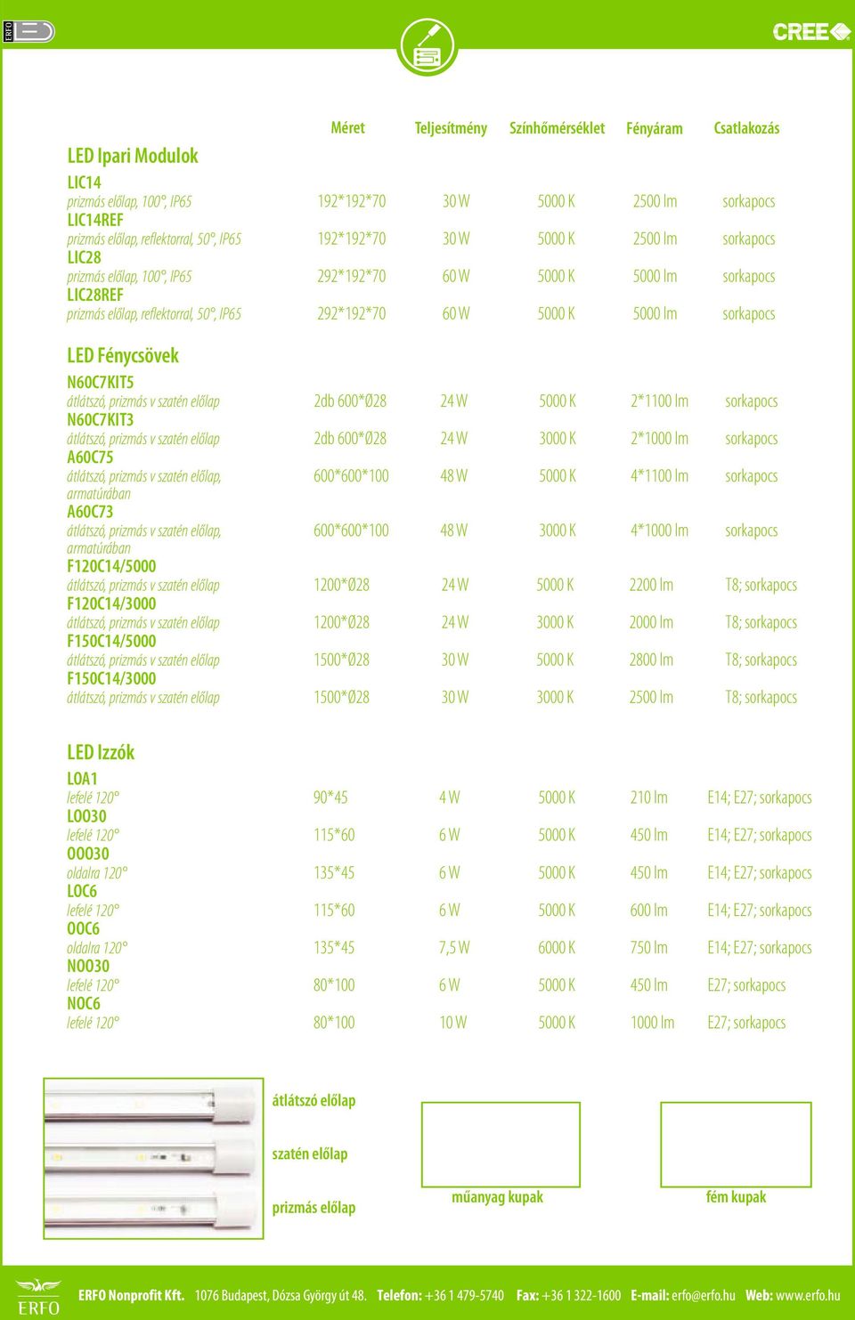 2800 lm T8; 1500*Ø28 30 W 3000 K 2500 lm T8; 90*45 4W 210 lm E14; E27; 115*60 6W 450 lm E14; E27; 135*45 6W 450 lm E14; E27; 115*60 6W 600 lm E14; E27; 135*45 7,5 W 6000 K 750 lm E14; E27; 80*100 6W