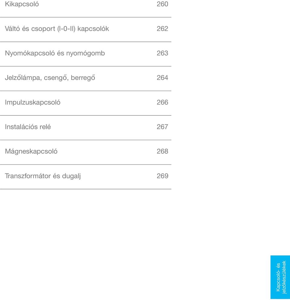 berregő 6 Impulzuskapcsoló 66 Instalációs relé 67