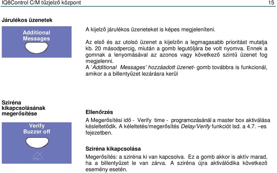 Ennek a gomnak a lenyomásával az azonos vagy következő szintű üzenet fog megjelenni.