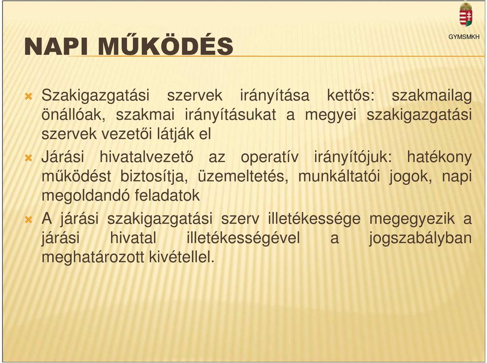 irányítójuk: hatékony működést biztosítja, üzemeltetés, munkáltatói jogok, napi megoldandó feladatok A