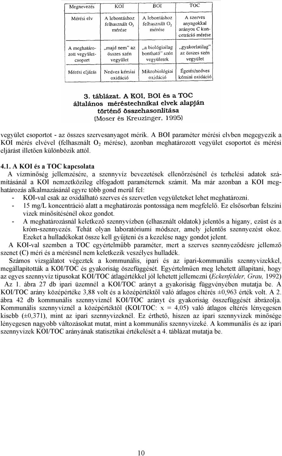 A KOI és a TOC kapcsolata A vízminőség jellemzésére, a szennyvíz bevezetések ellenőrzésénél és terhelési adatok számításánál a KOI nemzetközileg elfogadott paraméternek számít.