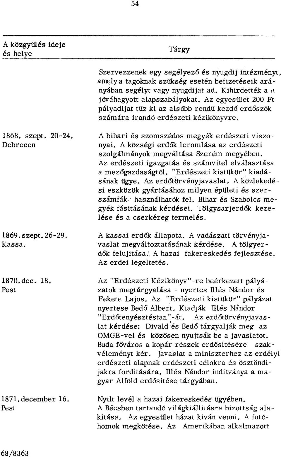 A b ihari és szom szédos megyék erd észeti viszo- D ebrecen nyai. A községi erdők lero m lása az erd észeti szolgálm ányok m e g v áltása Szerém m egyében.