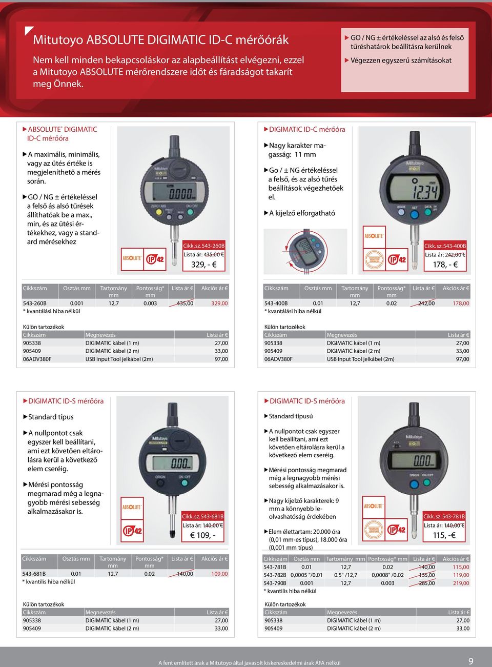 GO / NG ± értékeléssel a felső ás alsó tűrések állíthatóak be a max., min, és az ütési értékekhez, vagy a standard mérésekhez Cikk. sz.