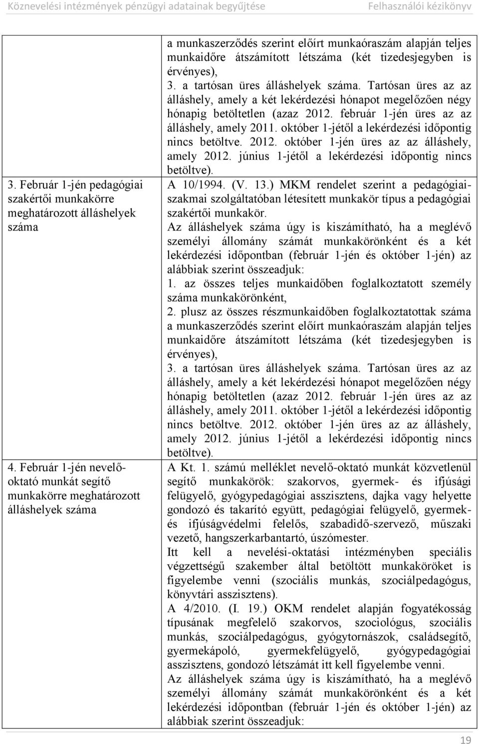 érvényes), 3. a tartósan üres álláshelyek száma. Tartósan üres az az álláshely, amely a két lekérdezési hónapot megelőzően négy hónapig betöltetlen (azaz 2012.