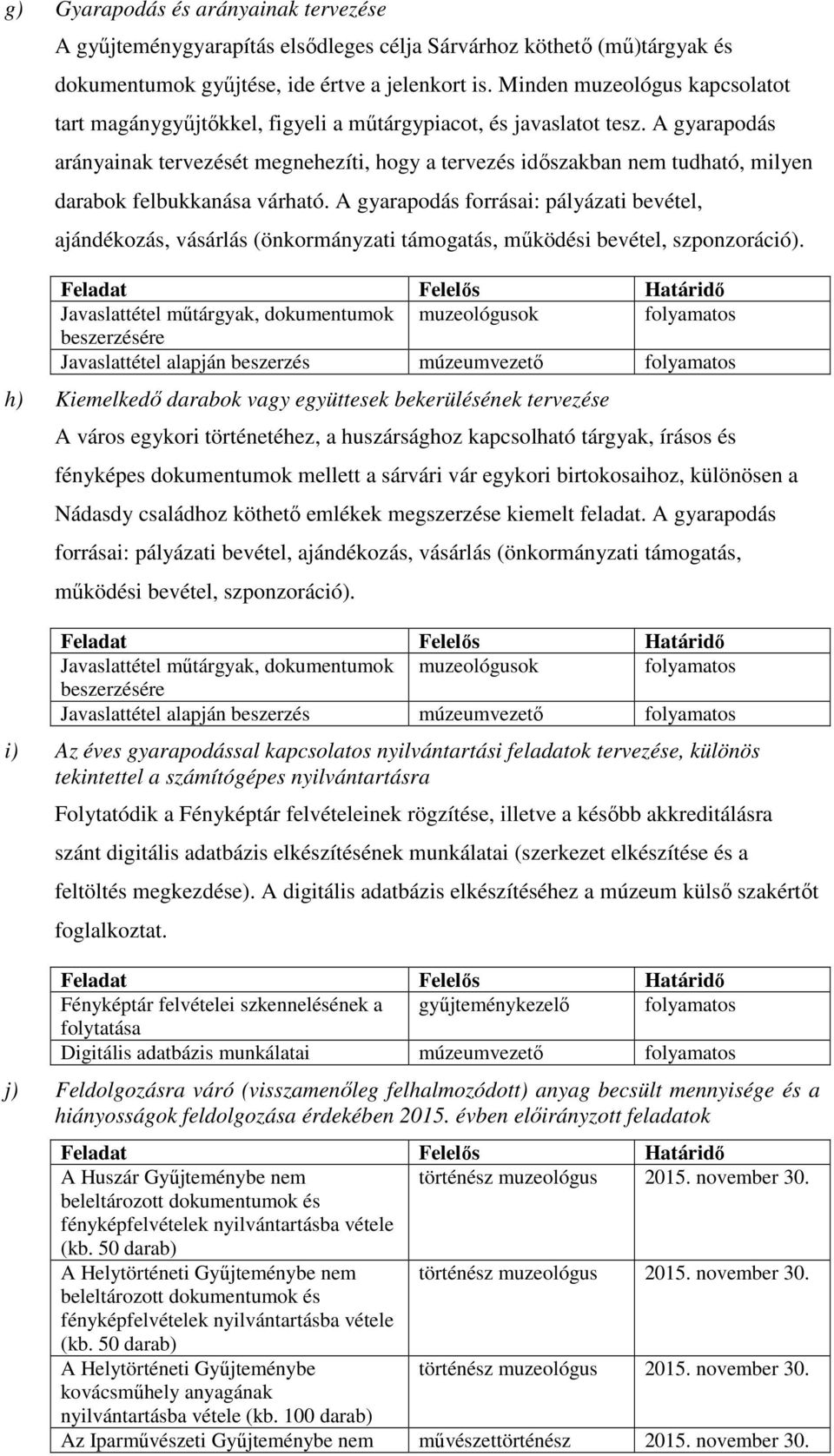 A gyarapodás arányainak tervezését megnehezíti, hogy a tervezés időszakban nem tudható, milyen darabok felbukkanása várható.