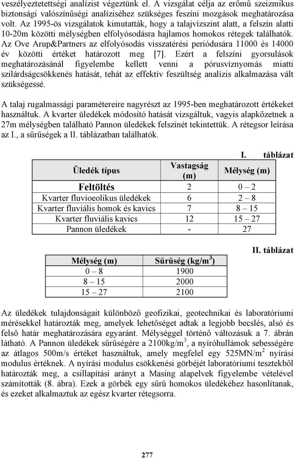 Az Ove Arup&Partners az elfolyósodás visszatérési periódusára 11000 és 14000 év közötti értéket határozott meg [7].