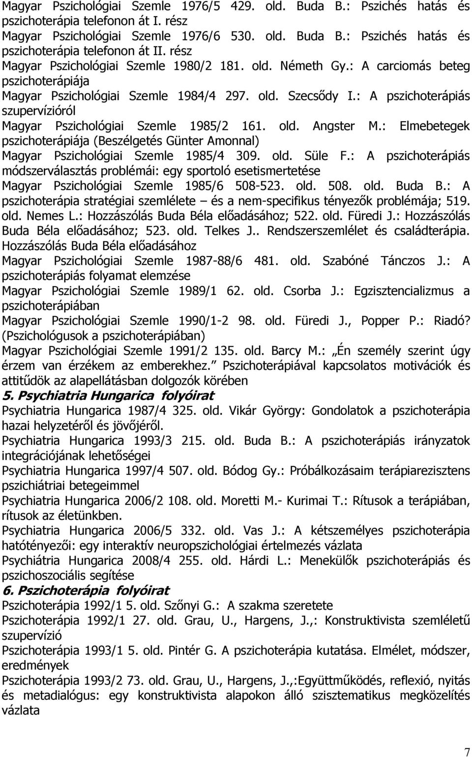 : A pszichoterápiás szupervízióról Magyar Pszichológiai Szemle 1985/2 161. old. Angster M.: Elmebetegek pszichoterápiája (Beszélgetés Günter Amonnal) Magyar Pszichológiai Szemle 1985/4 309. old. Süle F.