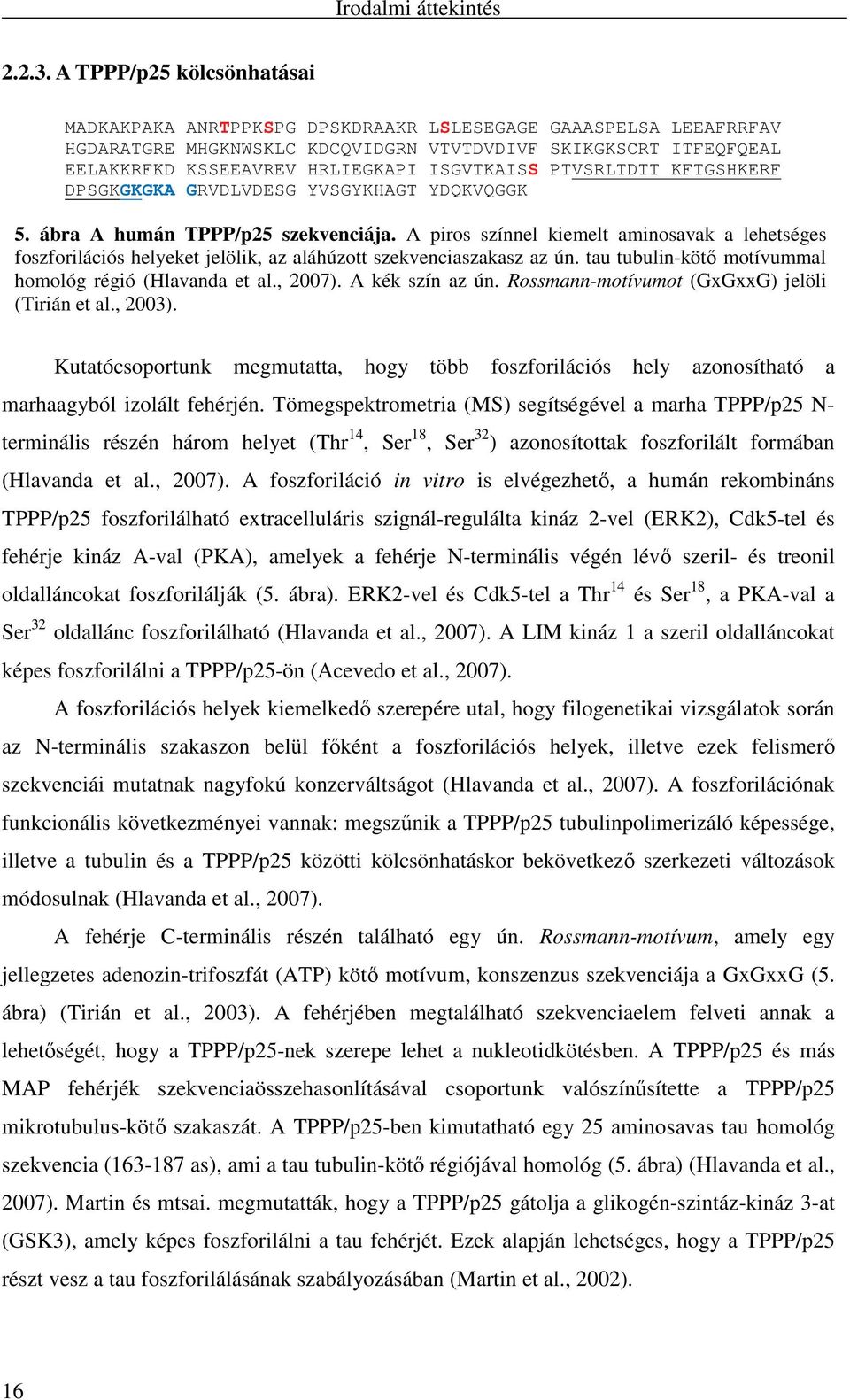 ISGVTKAISS PTVSRLTDTT KFTGSHKERF DPSGKGKGKA GRVDLVDESG YVSGYKHAGT YDQKVQGGK 5. ábra A humán TPPP/p25 szekvenciája.