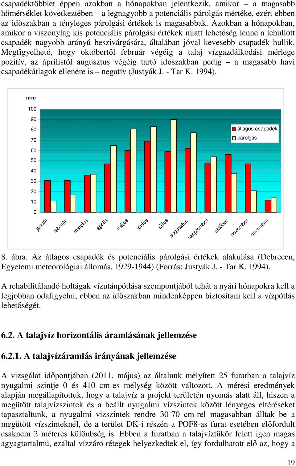 Azokban a hónapokban, amikor a viszonylag kis potenciális párolgási értékek miatt lehetıség lenne a lehullott csapadék nagyobb arányú beszivárgására, általában jóval kevesebb csapadék hullik.