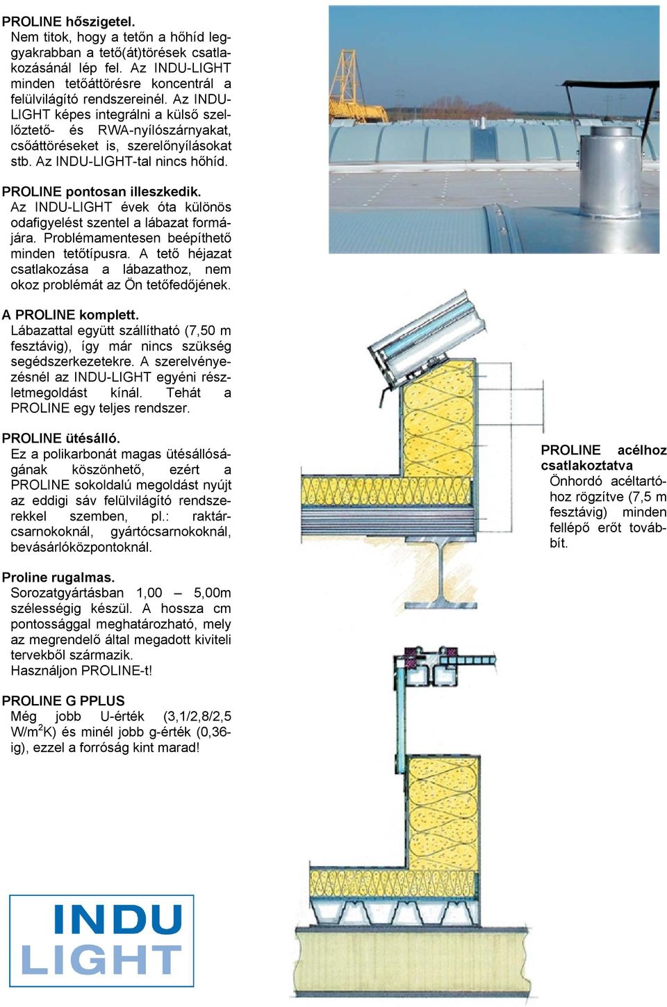 Az INDU-LIGHT évek óta különös odafigyelést szentel a lábazat formájára. Problémamentesen beépíthető minden tetőtípusra.