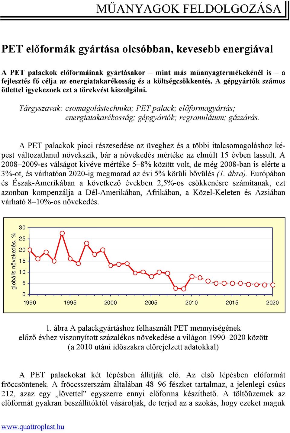 Tárgyszavak: csomagolástechnika; PET palack; előformagyártás; energiatakarékosság; gépgyártók; regranulátum; gázzárás.