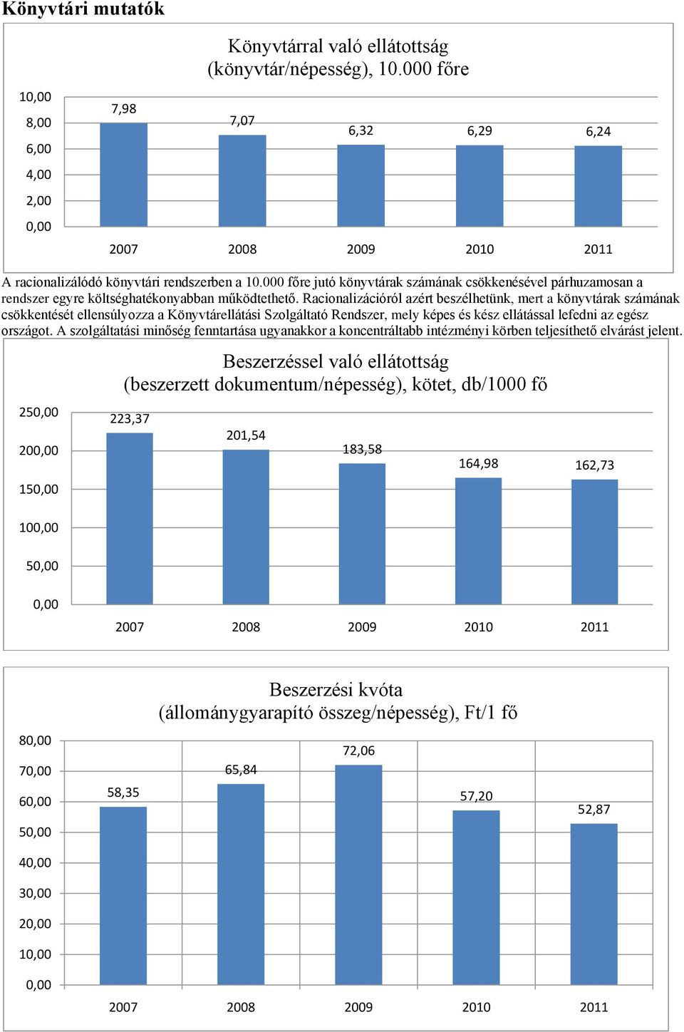 Racionalizációról azért beszélhetünk, mert a könyvtárak számának csökkentését ellensúlyozza a Könyvtárellátási Szolgáltató Rendszer, mely képes és kész ellátással lefedni az egész országot.