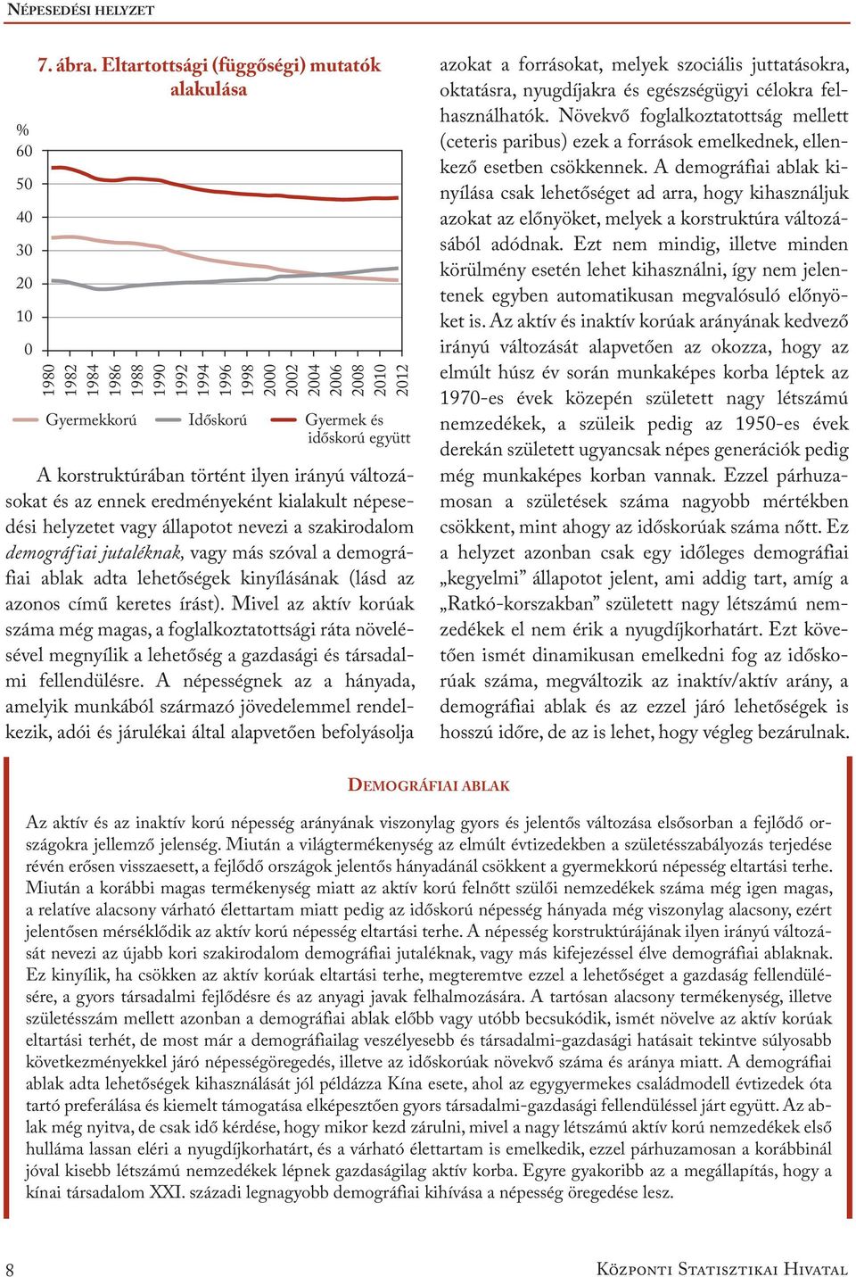 változásokat és az ennek eredményeként kialakult népesedési helyzetet vagy állapotot nevezi a szakirodalom demográfiai jutaléknak, vagy más szóval a demográfiai ablak adta lehetőségek kinyílásának