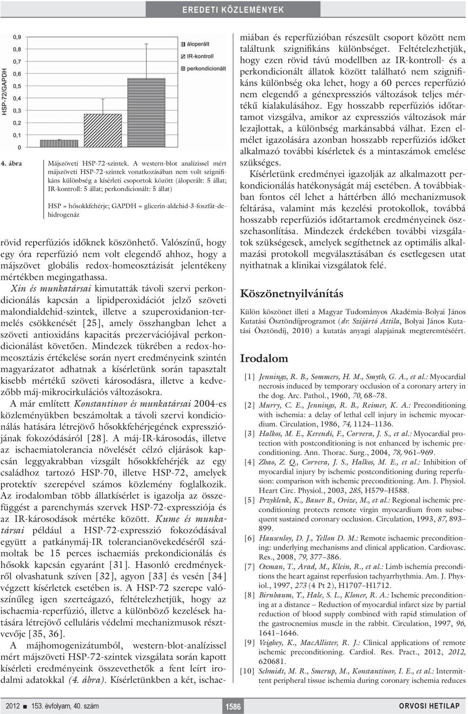 állat) HSP = hősokkfehérje; GAPDH = glicerin-aldehid-3-foszfát-dehidrogenáz rövid reperfúziós időknek köszönhető.