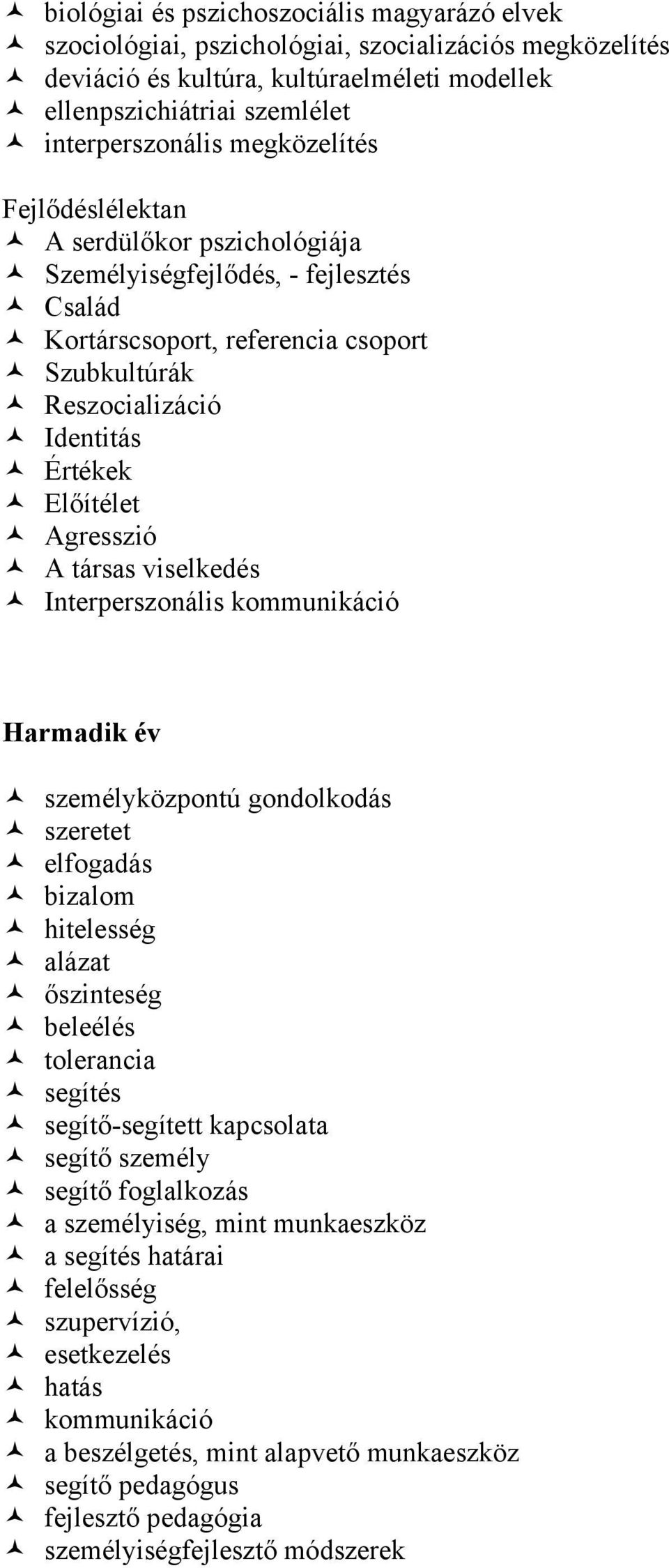 Agresszió A társas viselkedés Interperszonális kommunikáció Harmadik év személyközpontú gondolkodás szeretet elfogadás bizalom hitelesség alázat őszinteség beleélés tolerancia segítés segítő-segített