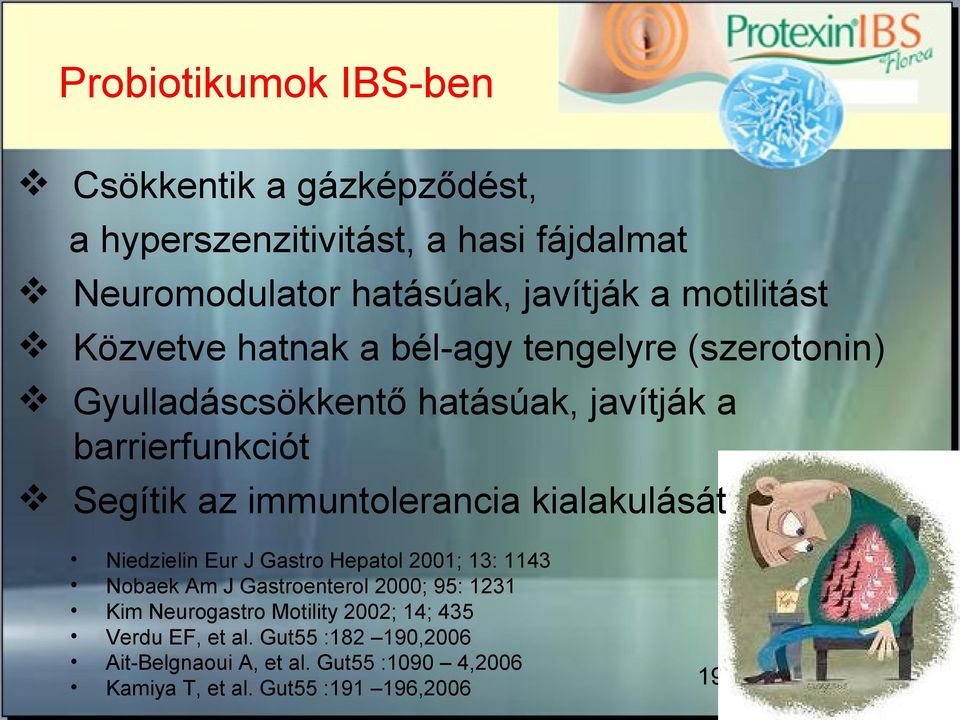 immuntolerancia kialakulását Niedzielin Eur J Gastro Hepatol 2001; 13: 1143 Nobaek Am J Gastroenterol 2000; 95: 1231 Kim