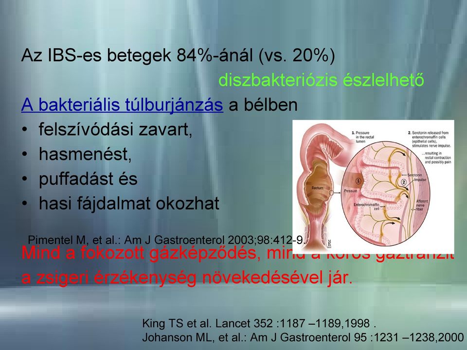 puffadást és hasi fájdalmat okozhat Pimentel M, et al.: Am J Gastroenterol 2003;98:412-9.