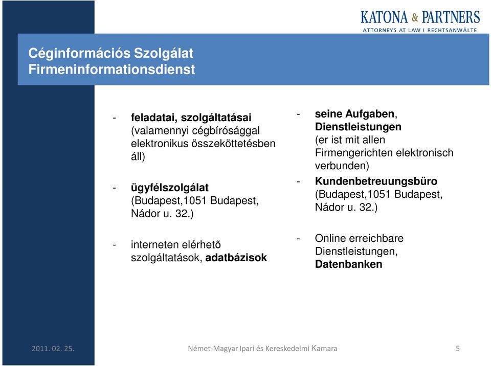 ) - interneten elérhetı szolgáltatások, adatbázisok - seine Aufgaben, Dienstleistungen (er ist mit allen