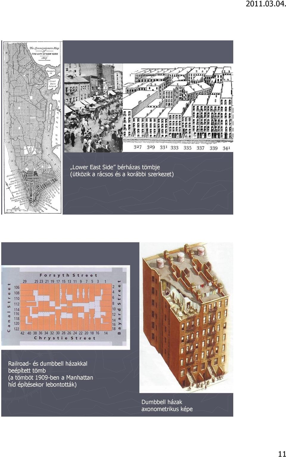 beépített tömb (a tömböt 1909-ben a Manhattan híd