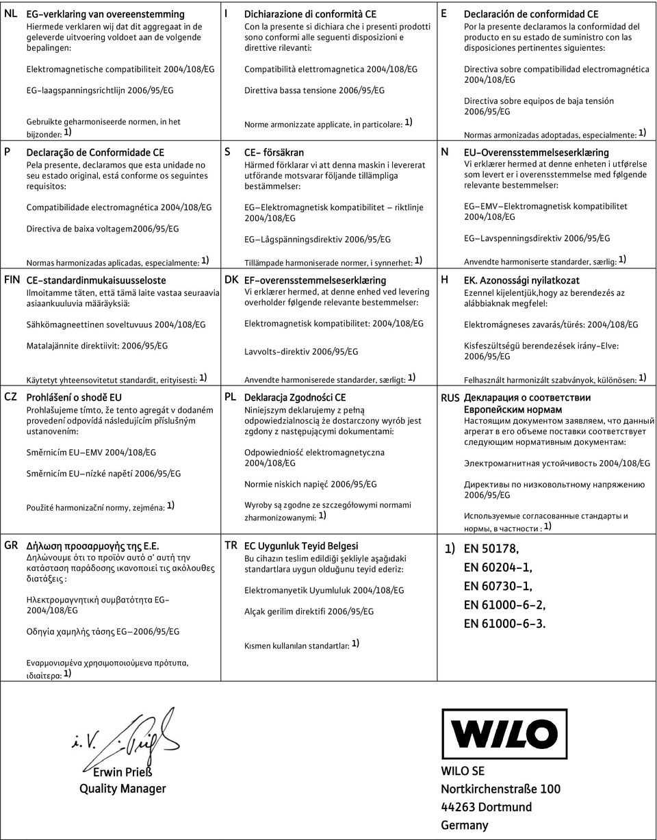 suministro con las disposiciones pertinentes siguientes: Elektromagnetische compatibiliteit 2004/108/EG EG-laagspanningsrichtlijn 2006/95/EG Gebruikte geharmoniseerde normen, in het bijzonder: 1)